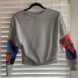 Women’s Gray Cotton Long Sleeve Activewear Sweatshirt Size Small